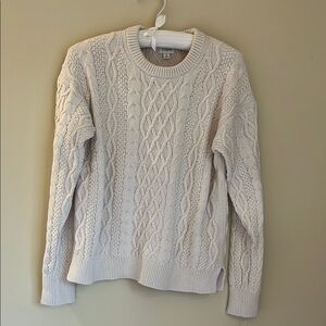 J. Crew Factory Cream Cable Knit Crew Neck Sweater